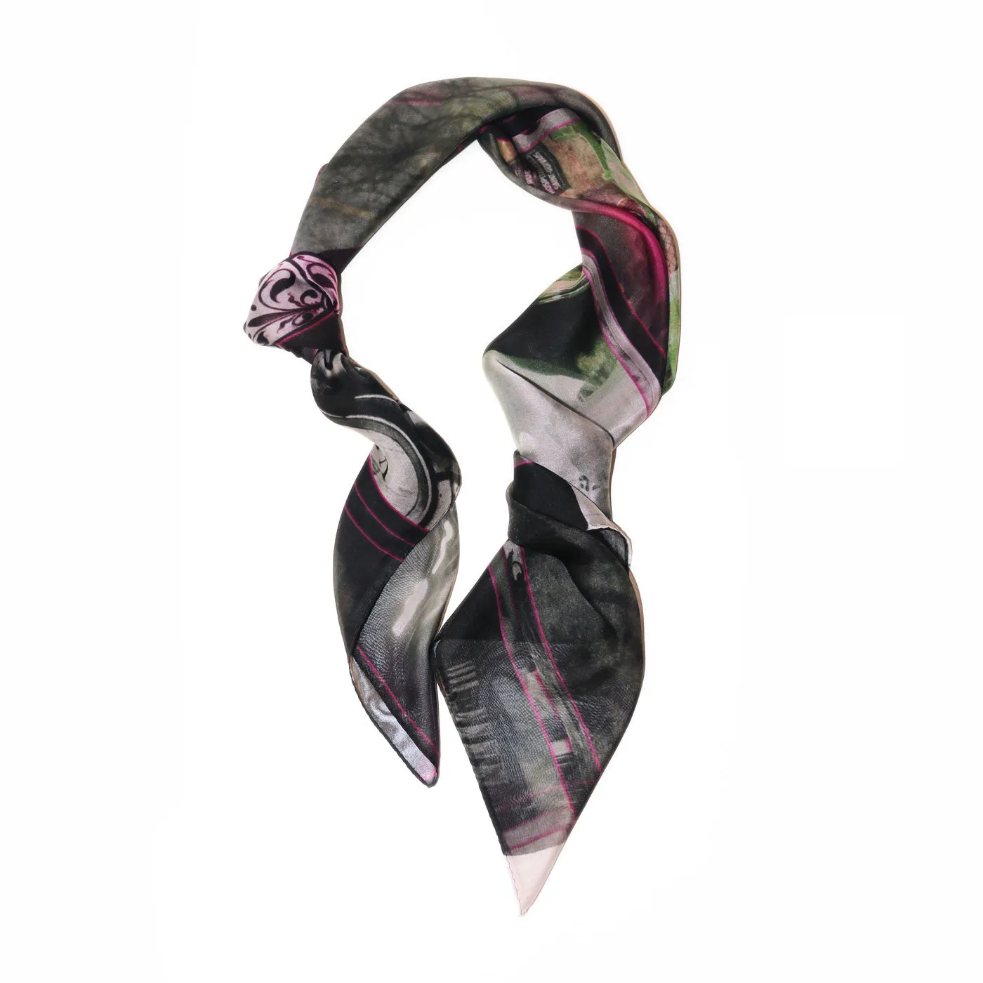 [ LIMITED EDITION ] Silk Chiffon Scarf "Paris' Impression 01" 90x90cm