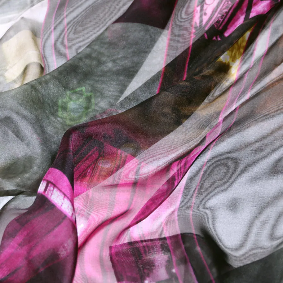 [ LIMITED EDITION ] Silk Chiffon Scarf "Paris' Impression 01" 90x90cm