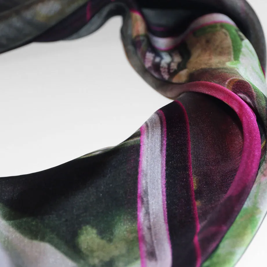 [ LIMITED EDITION ] Silk Chiffon Scarf "Paris' Impression 01" 90x90cm