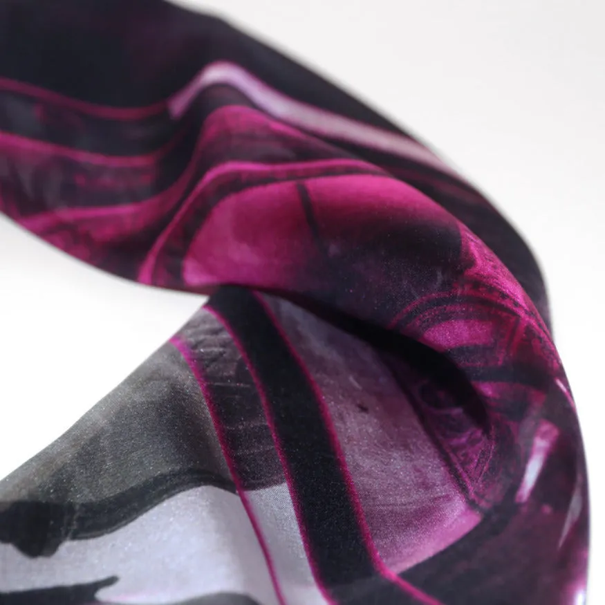 [ LIMITED EDITION ] Silk Chiffon Scarf "Paris' Impression 13" 90x90cm