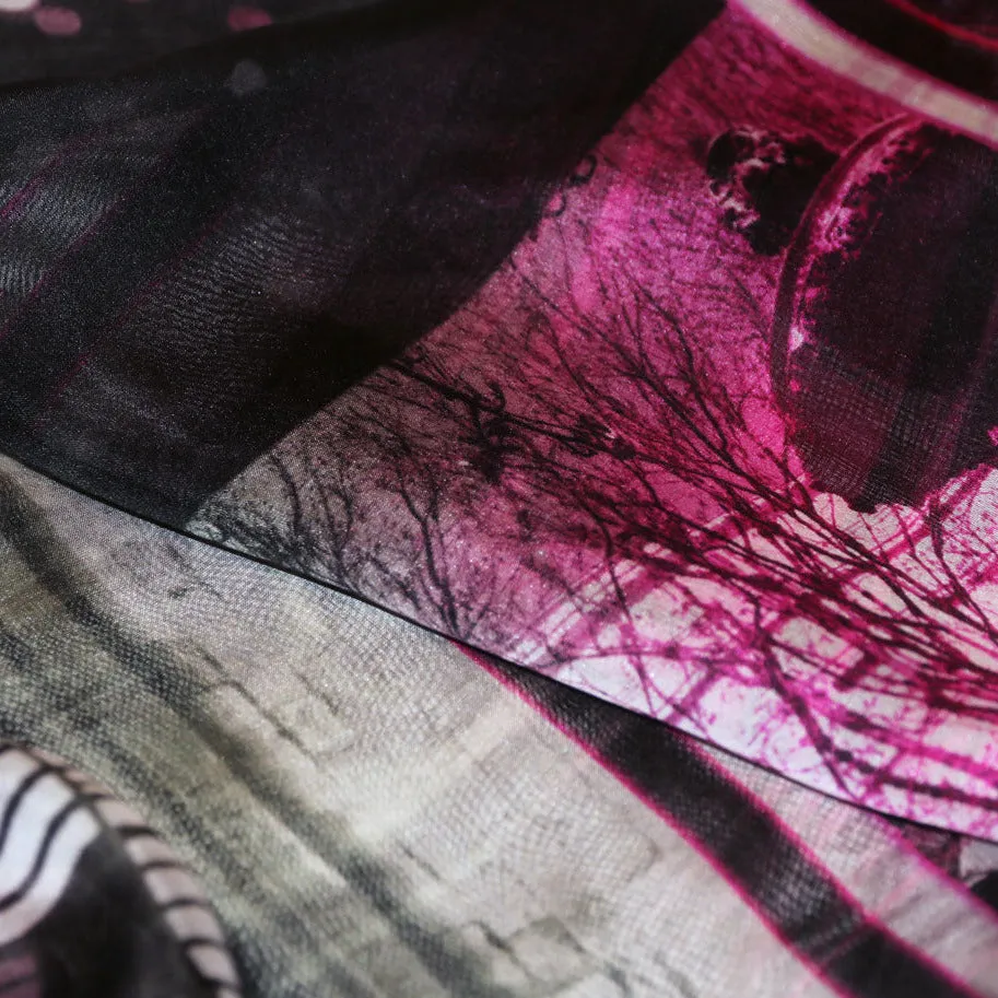 [ LIMITED EDITION ] Silk Chiffon Scarf "Paris' Impression 13" 90x90cm