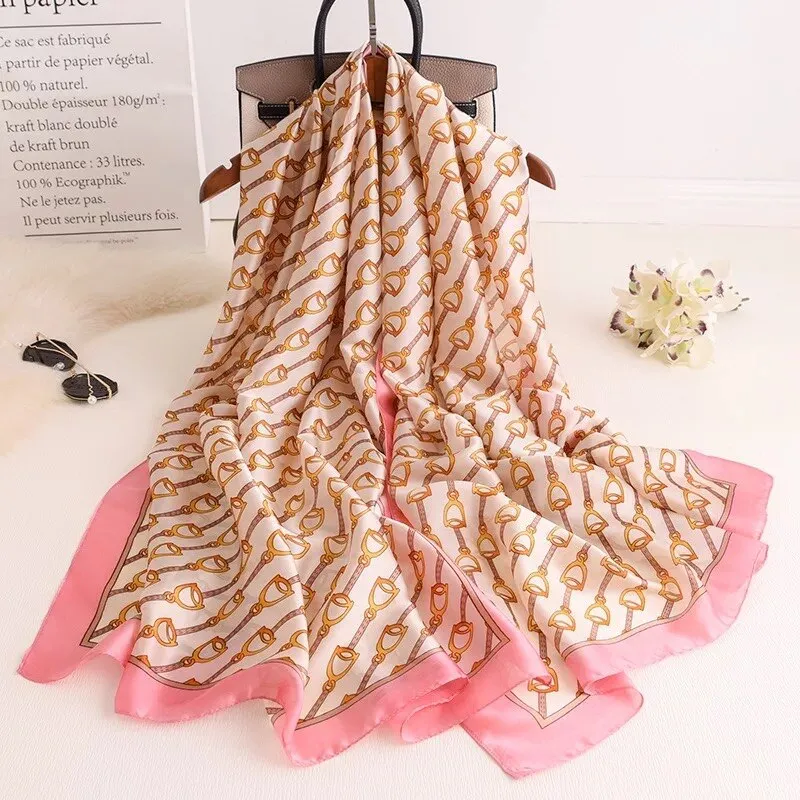 180*90cm Luxury Brand Women Summer Silk Scarves Shawls Lady Wrap Soft Female Echarpe Designer Beach stole Bandanna foulard pareo