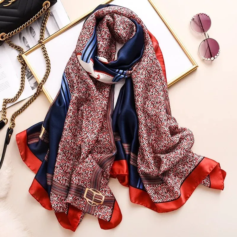 180*90cm Luxury Brand Women Summer Silk Scarves Shawls Lady Wrap Soft Female Echarpe Designer Beach stole Bandanna foulard pareo