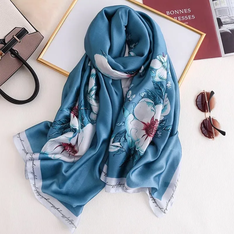 180*90cm Luxury Brand Women Summer Silk Scarves Shawls Lady Wrap Soft Female Echarpe Designer Beach stole Bandanna foulard pareo