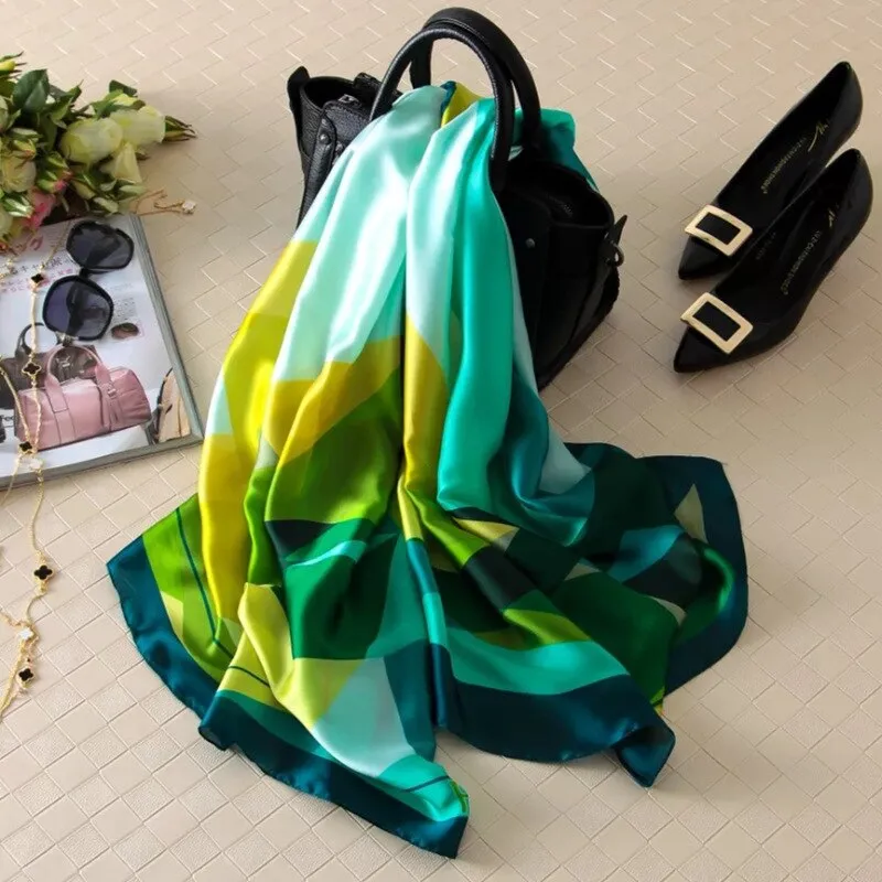 180*90cm Luxury Brand Women Summer Silk Scarves Shawls Lady Wrap Soft Female Echarpe Designer Beach stole Bandanna foulard pareo