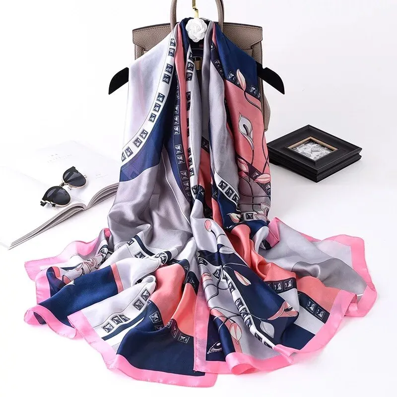 180*90cm Luxury Brand Women Summer Silk Scarves Shawls Lady Wrap Soft Female Echarpe Designer Beach stole Bandanna foulard pareo