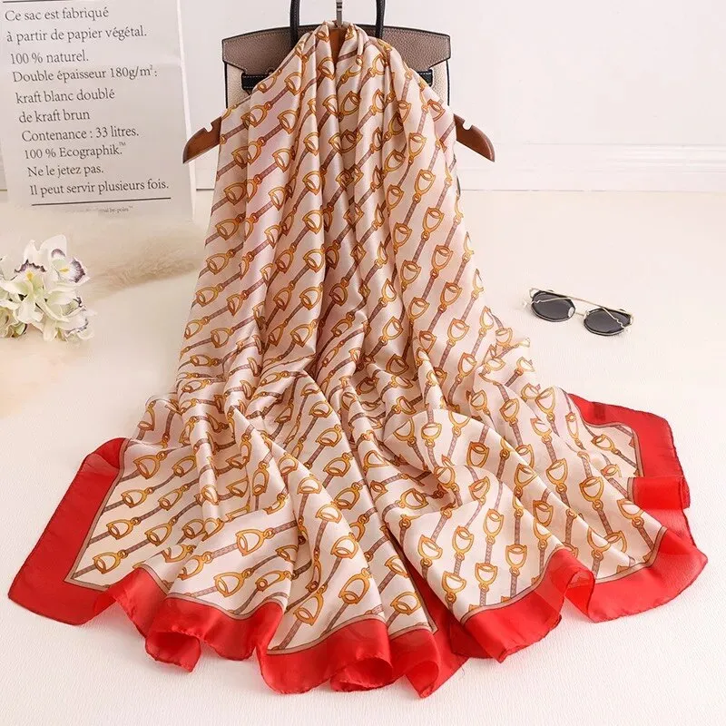 180*90cm Luxury Brand Women Summer Silk Scarves Shawls Lady Wrap Soft Female Echarpe Designer Beach stole Bandanna foulard pareo