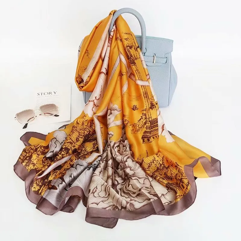 180*90cm Luxury Brand Women Summer Silk Scarves Shawls Lady Wrap Soft Female Echarpe Designer Beach stole Bandanna foulard pareo