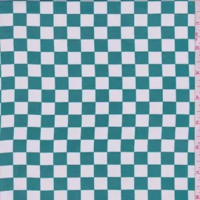 Aqua Green/White Check Chiffon Fabric