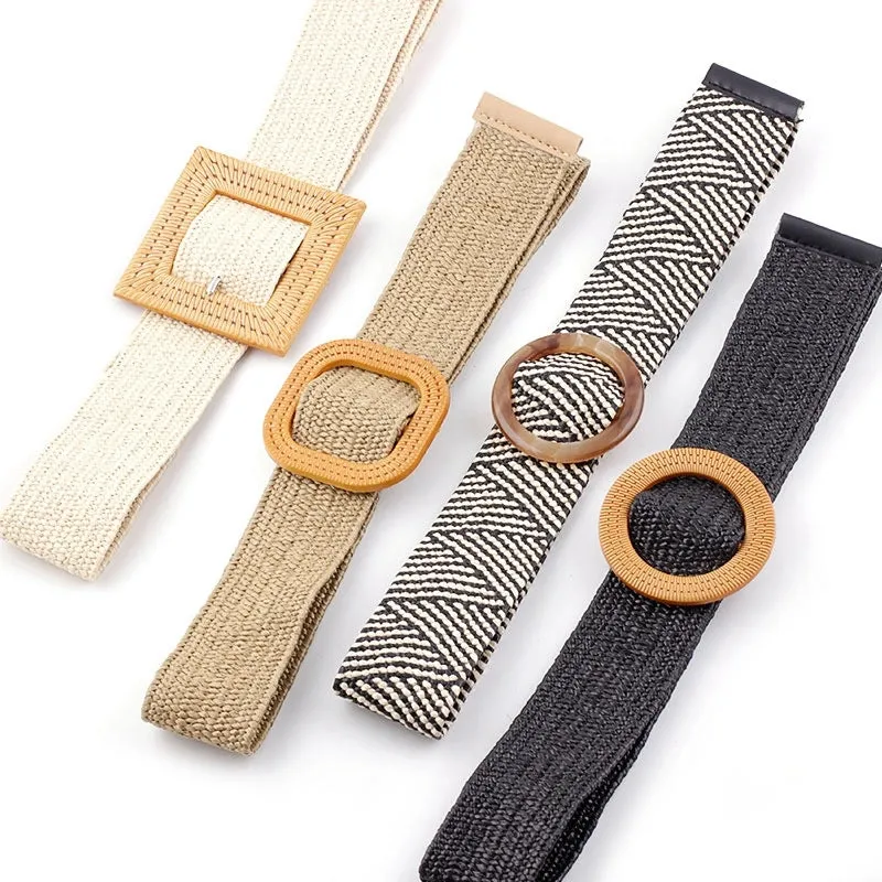 Basic Square Straw Woven Belt Women's Woven Belts