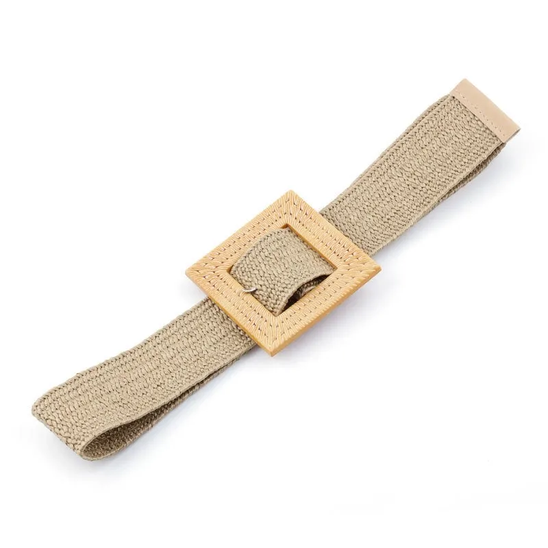 Basic Square Straw Woven Belt Women's Woven Belts