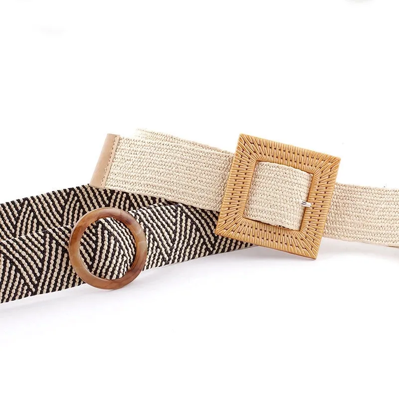 Basic Square Straw Woven Belt Women's Woven Belts