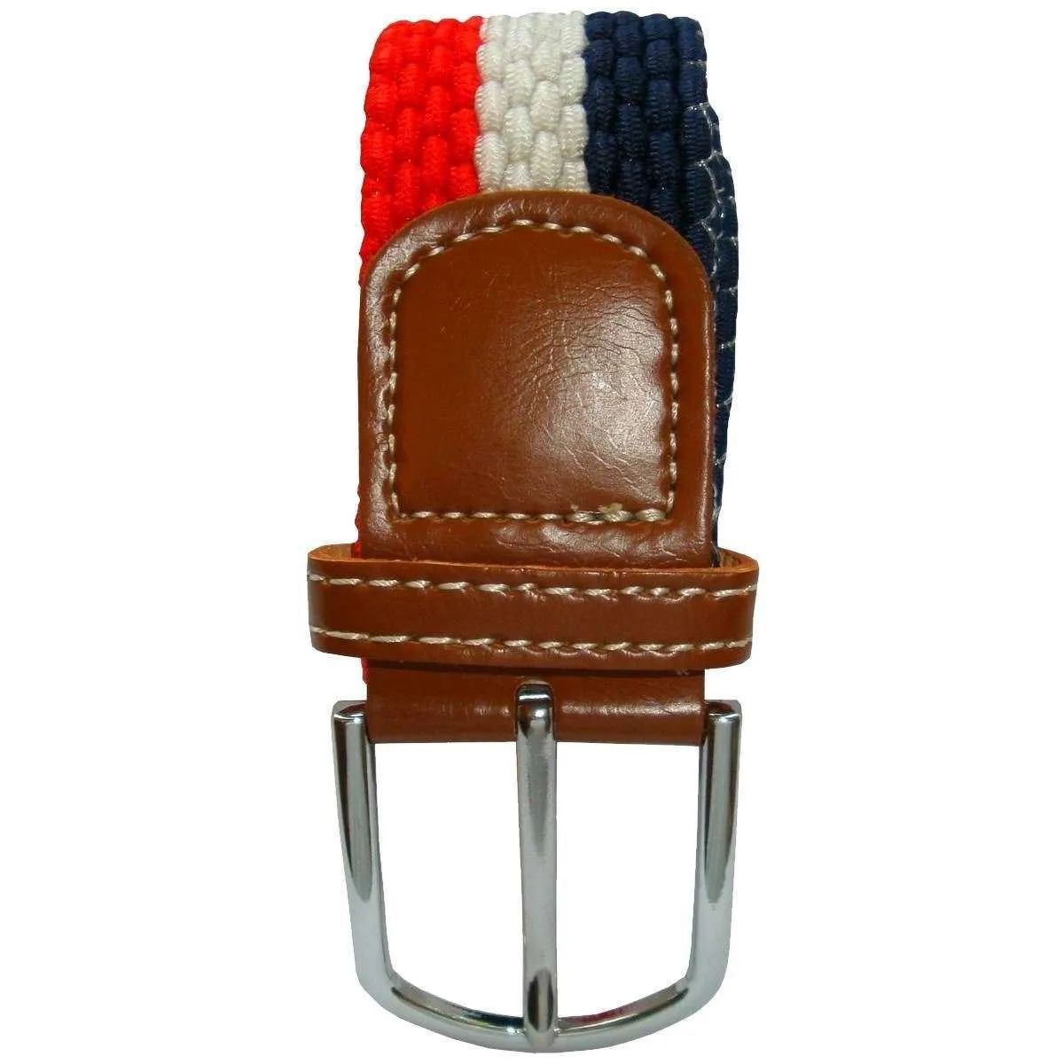 Bassin and Brown Horizontal Stripe Woven Belt - Red/White/Navy