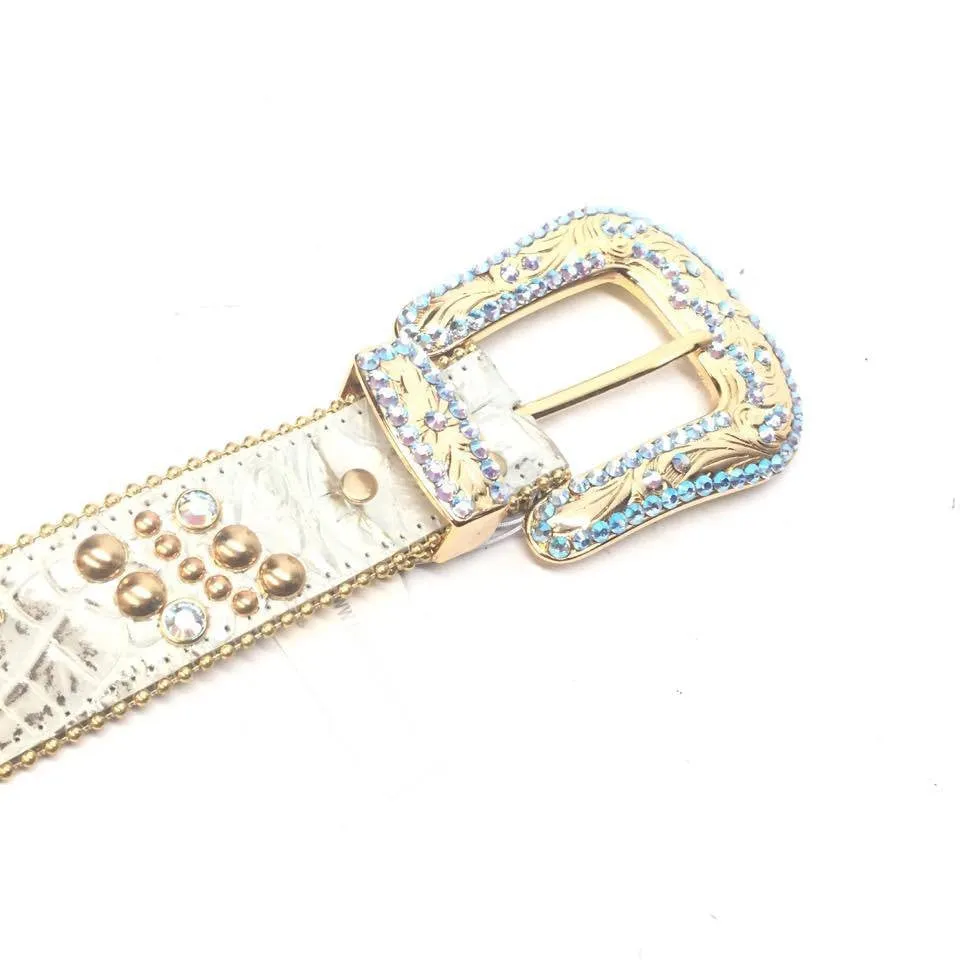 b.b. Simon Sky Gold Light Blue Crystal Belt