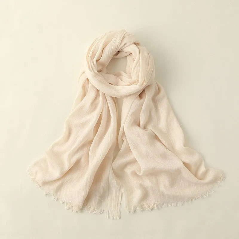 Beach Long Solid Color Cotton And Linen Scarf