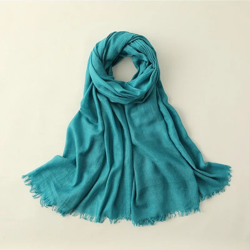 Beach Long Solid Color Cotton And Linen Scarf