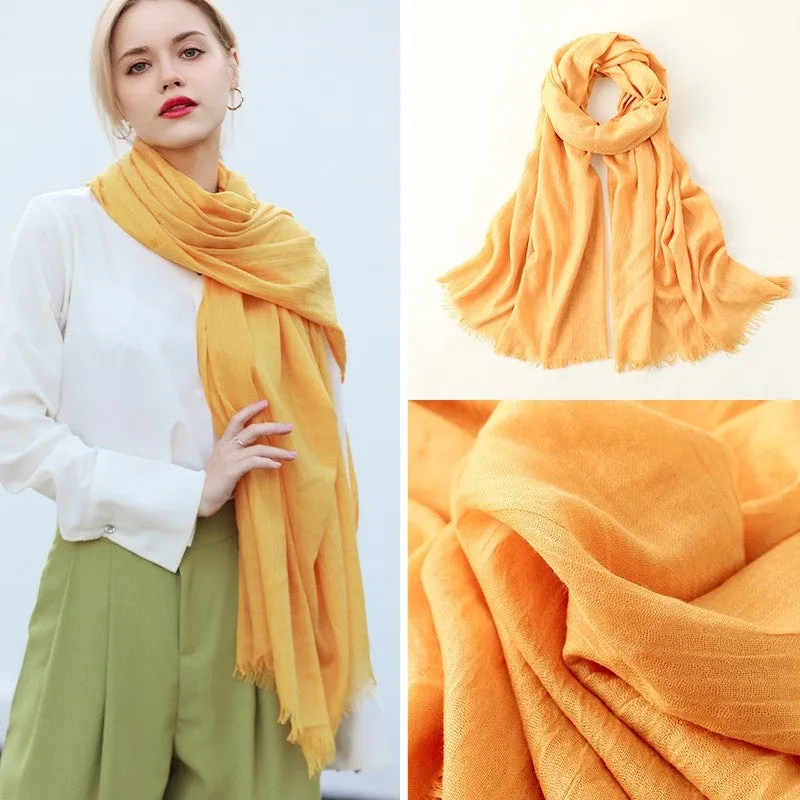 Beach Long Solid Color Cotton And Linen Scarf