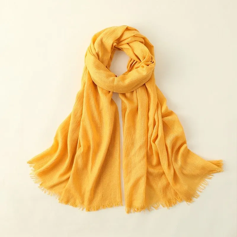 Beach Long Solid Color Cotton And Linen Scarf