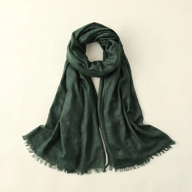 Beach Long Solid Color Cotton And Linen Scarf