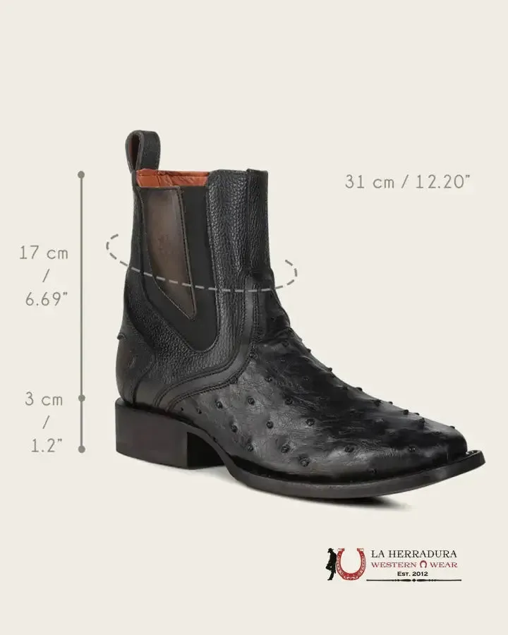 CUADRA SHORT BOOT AVESRUZ NEGRO CAFE SQUARE TOE