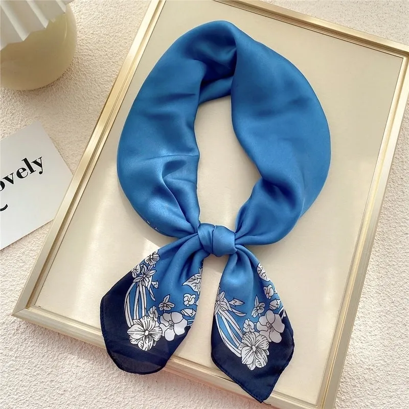 Fashion Small Thin Square Towel Silk Scarf Hair Band For Women 70*70