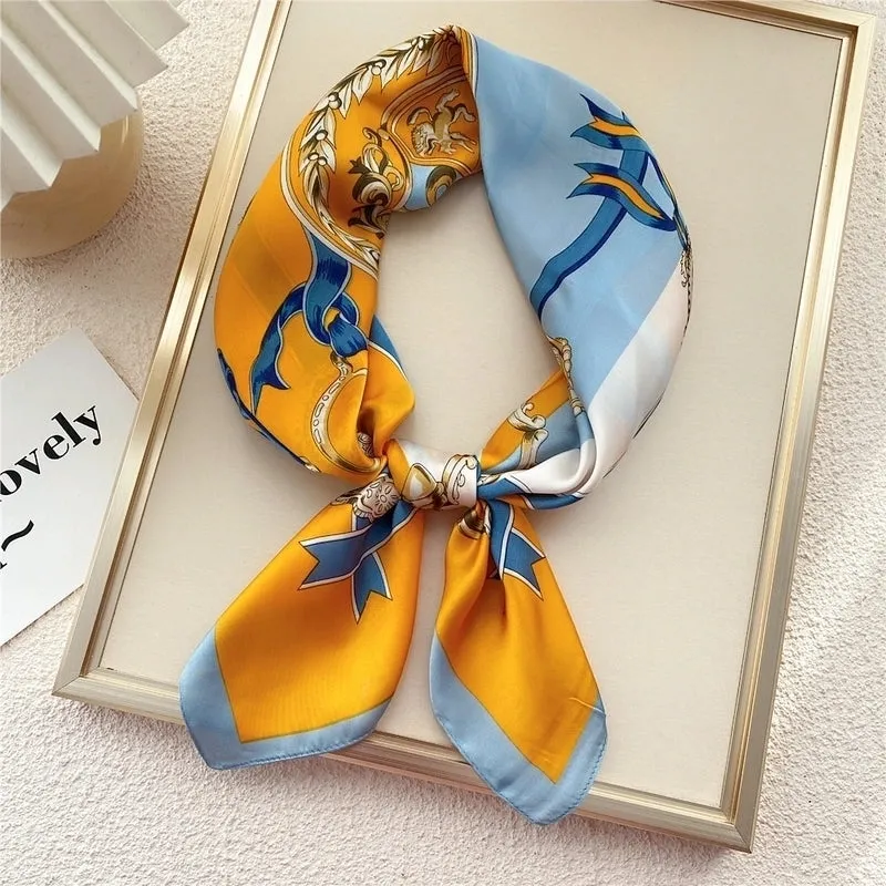 Fashion Small Thin Square Towel Silk Scarf Hair Band For Women 70*70