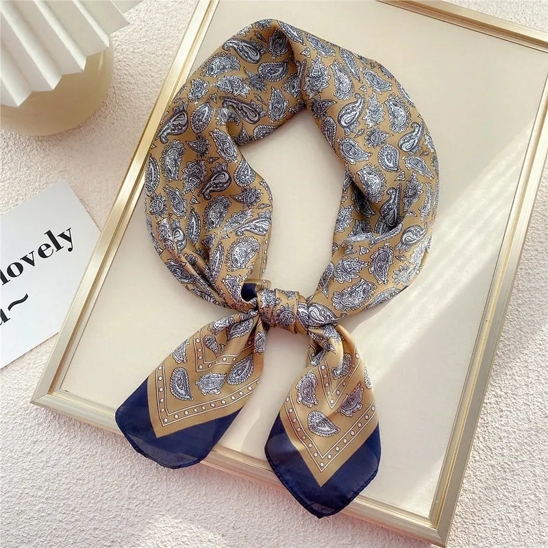 Fashion Small Thin Square Towel Silk Scarf Hair Band For Women 70*70