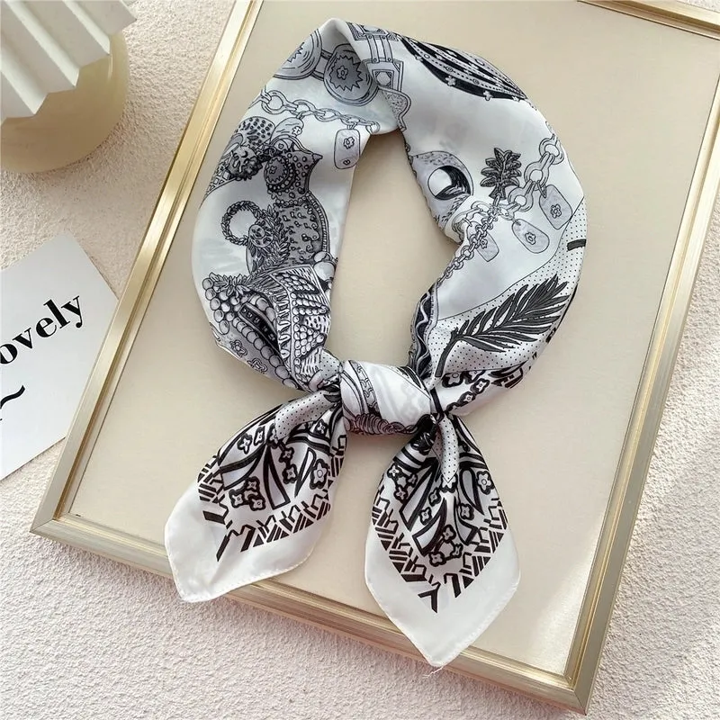 Fashion Small Thin Square Towel Silk Scarf Hair Band For Women 70*70