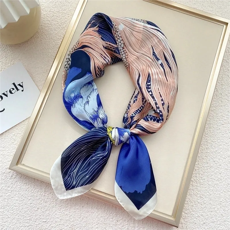 Fashion Small Thin Square Towel Silk Scarf Hair Band For Women 70*70