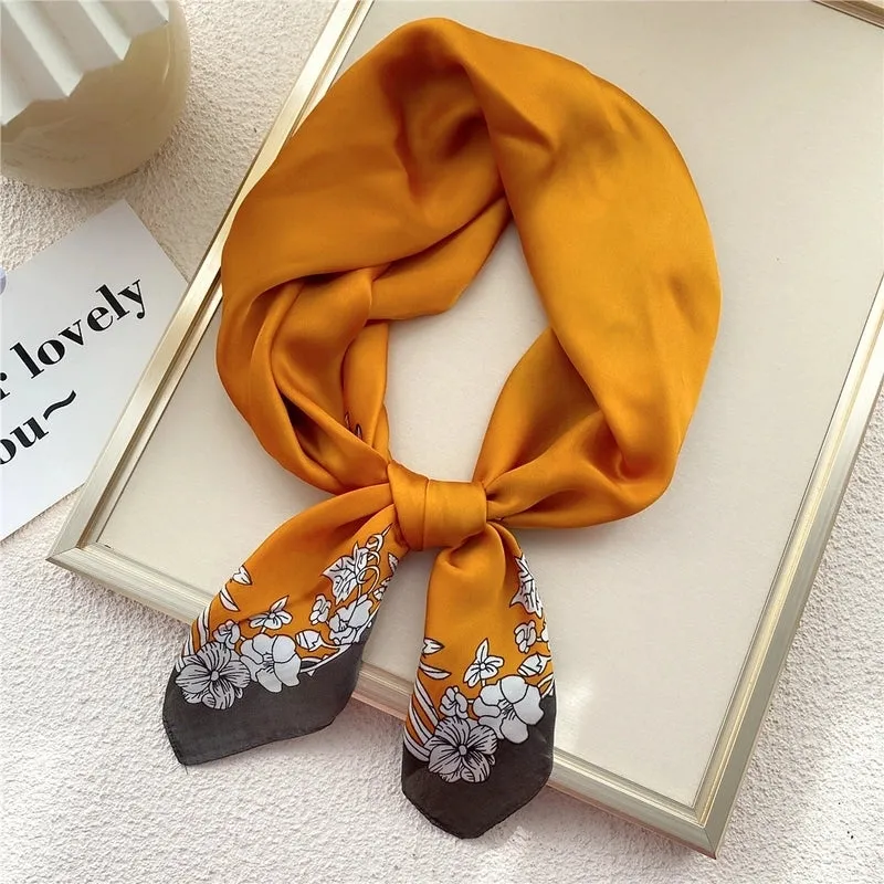 Fashion Small Thin Square Towel Silk Scarf Hair Band For Women 70*70