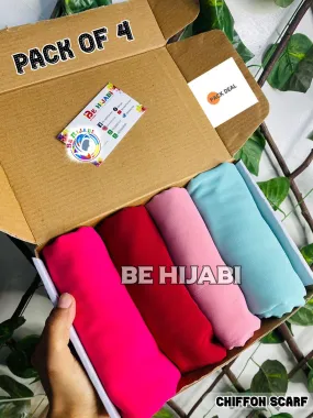 Georgette Chiffon Hijabs & Scarves Deal 9 ( Pack of 4 )