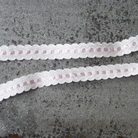 Handwoven Double Scalloped Edge Trim - Pink