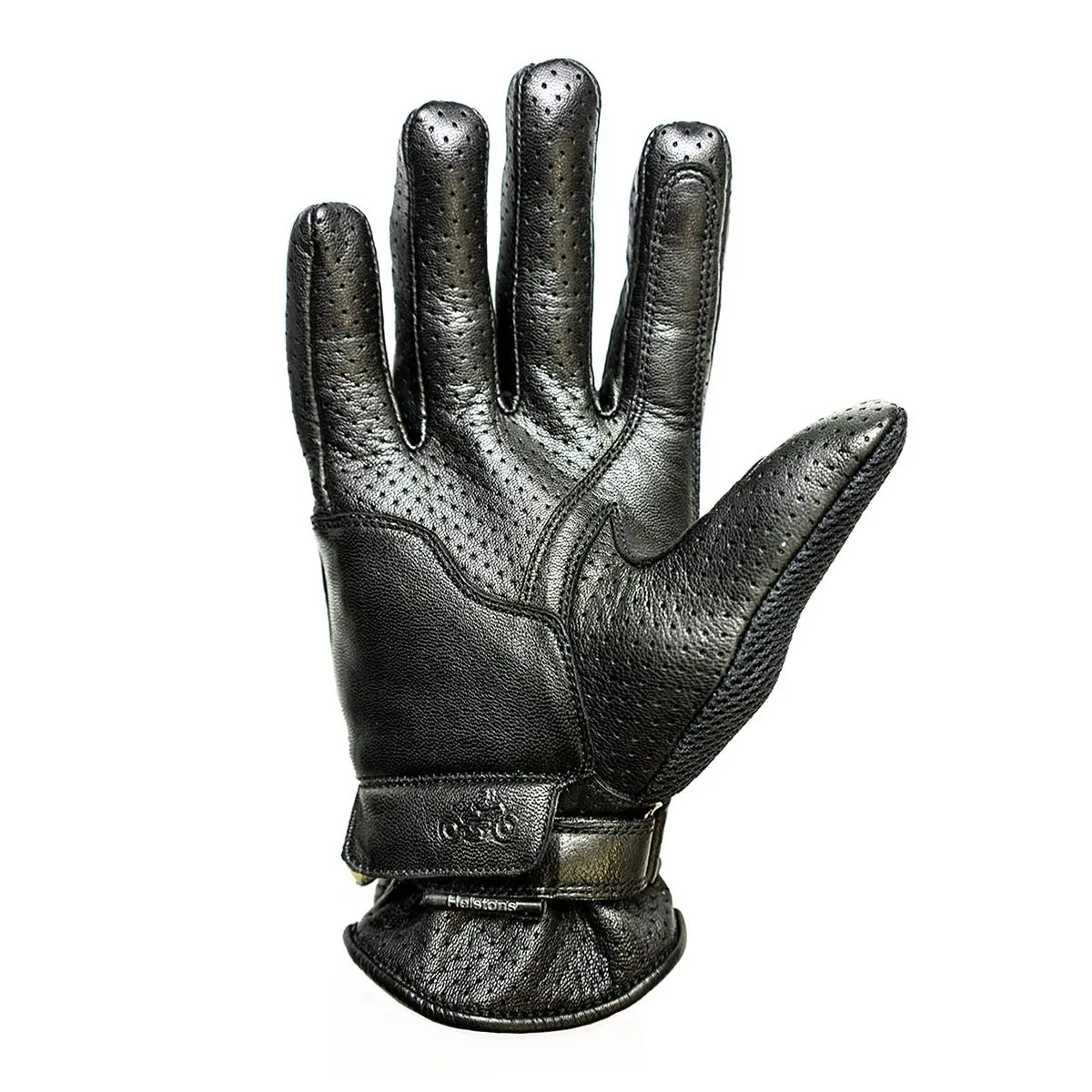 HELSTONS CORPORATE SUMMER MESH/LEATHER MOTORCYCLE GLOVE - BLACK