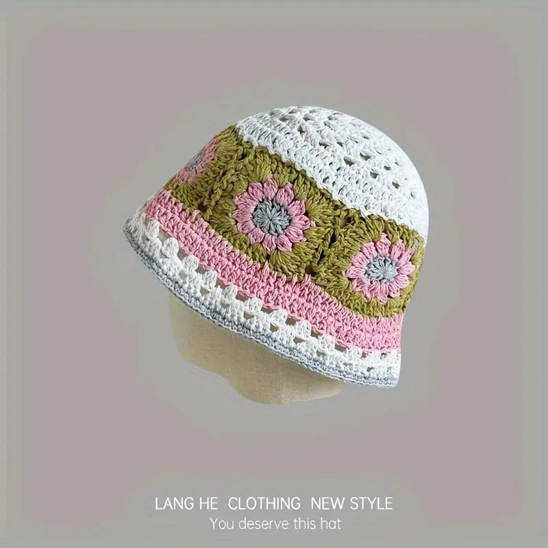 Hollow Knitted Hand Woven Face Enhancing Fresh Breathable Hat