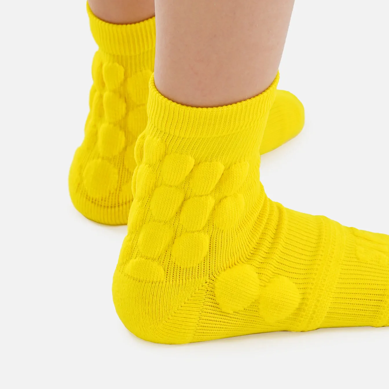 Hue Yellow Football Padded Short Kids Socks