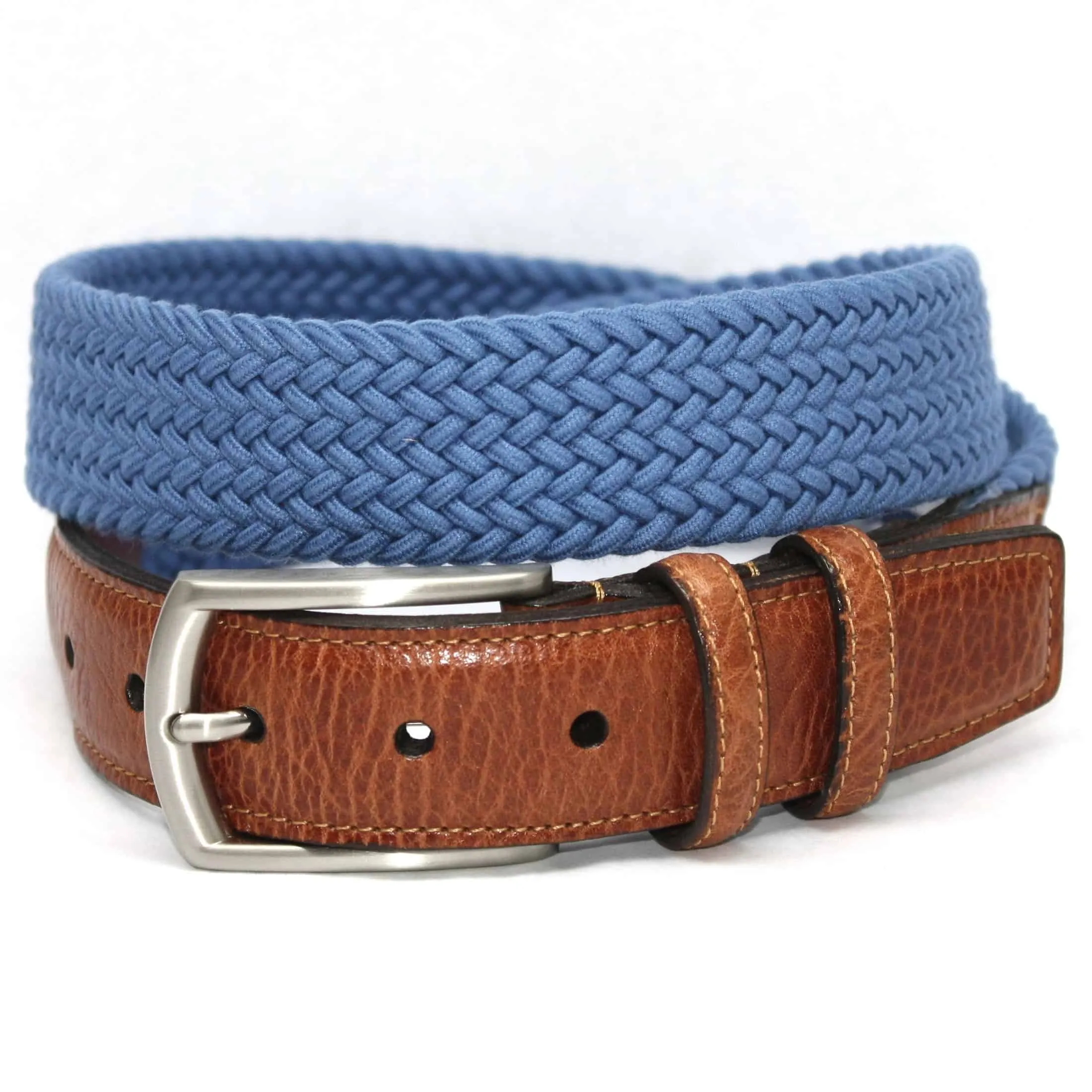 Italian Woven Cotton Elastic Belt in Royal Blue by Torino Leather