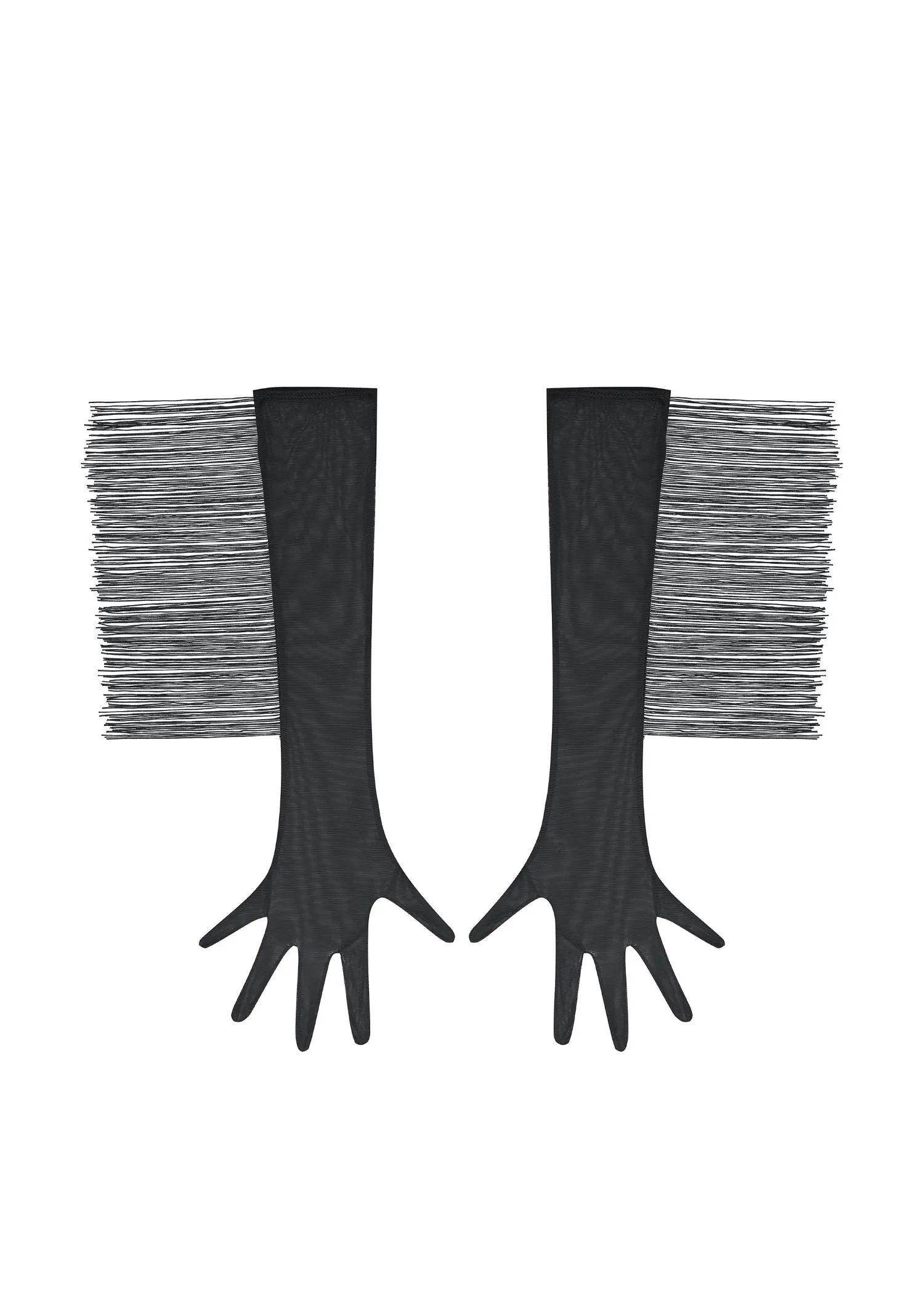 Long Mesh Gloves With Fringe (Black)