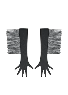 Long Mesh Gloves With Fringe (Black)