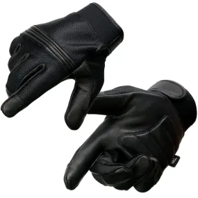 Milwaukee Leather MG7517 Men's Black Leather Mesh Gel Palm Motorcycle Hand Gloves W/ Rubberized Flex Knuckles