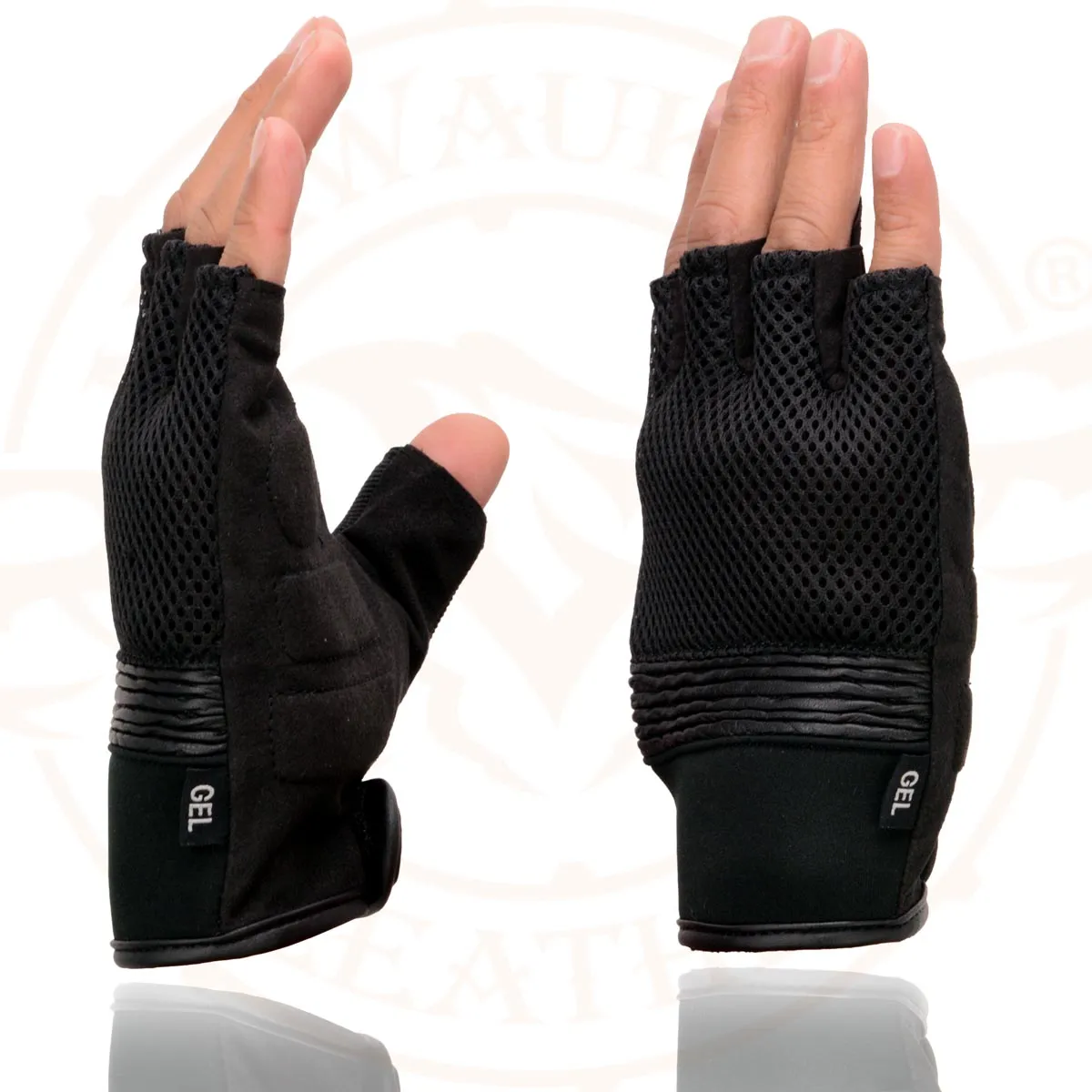 Milwaukee Leather MG7590 Men's Black ‘Amara Cloth’ Gel Palm Fingerless