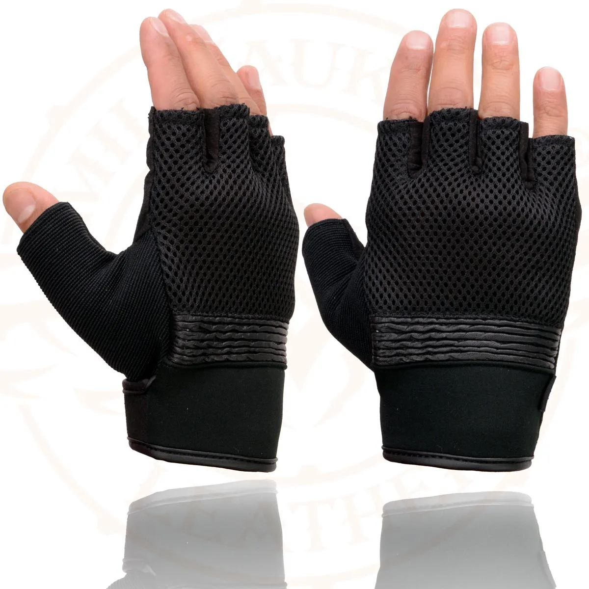 Milwaukee Leather MG7590 Men's Black ‘Amara Cloth’ Gel Palm Fingerless