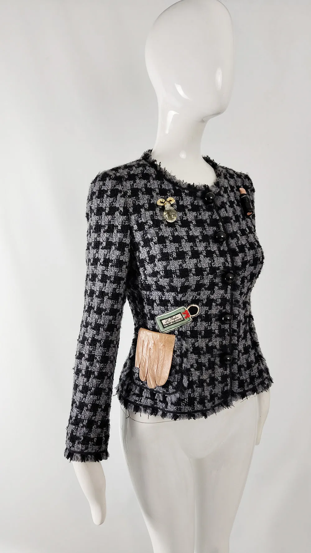 Moschino Vintage Grey & Black Tweed Perfume Bottle Jacket