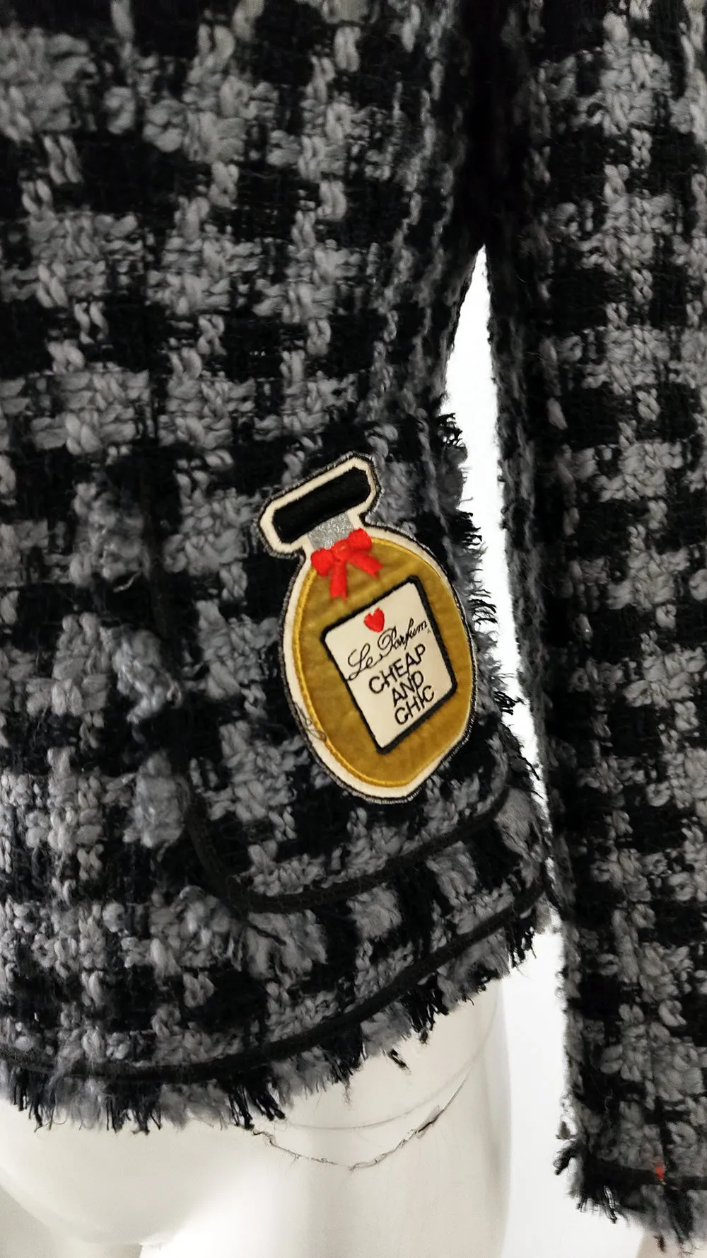 Moschino Vintage Grey & Black Tweed Perfume Bottle Jacket