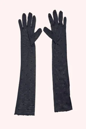 Rhinestone Mesh Gloves