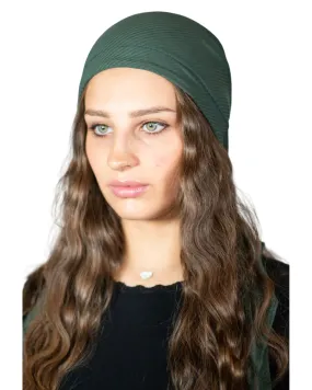 Ribbed Olive Adjustable Pre-Tied Bandanna with Full Non Slip Grip