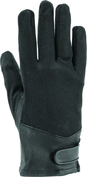 River Road Pecos Leather Mesh Gloves Black Womens - Large