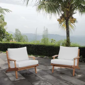 Saratoga 2 Piece Outdoor Patio Teak Set In Natural White