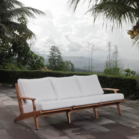 Saratoga Outdoor Patio Premium Grade A Teak Wood Sofa In Natural White Tst