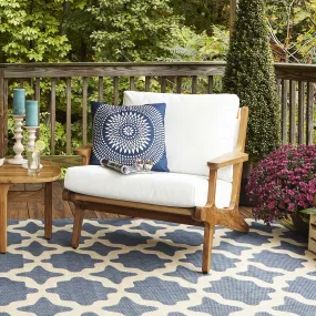 Saratoga Outdoor Patio Teak Armchair In Natural White