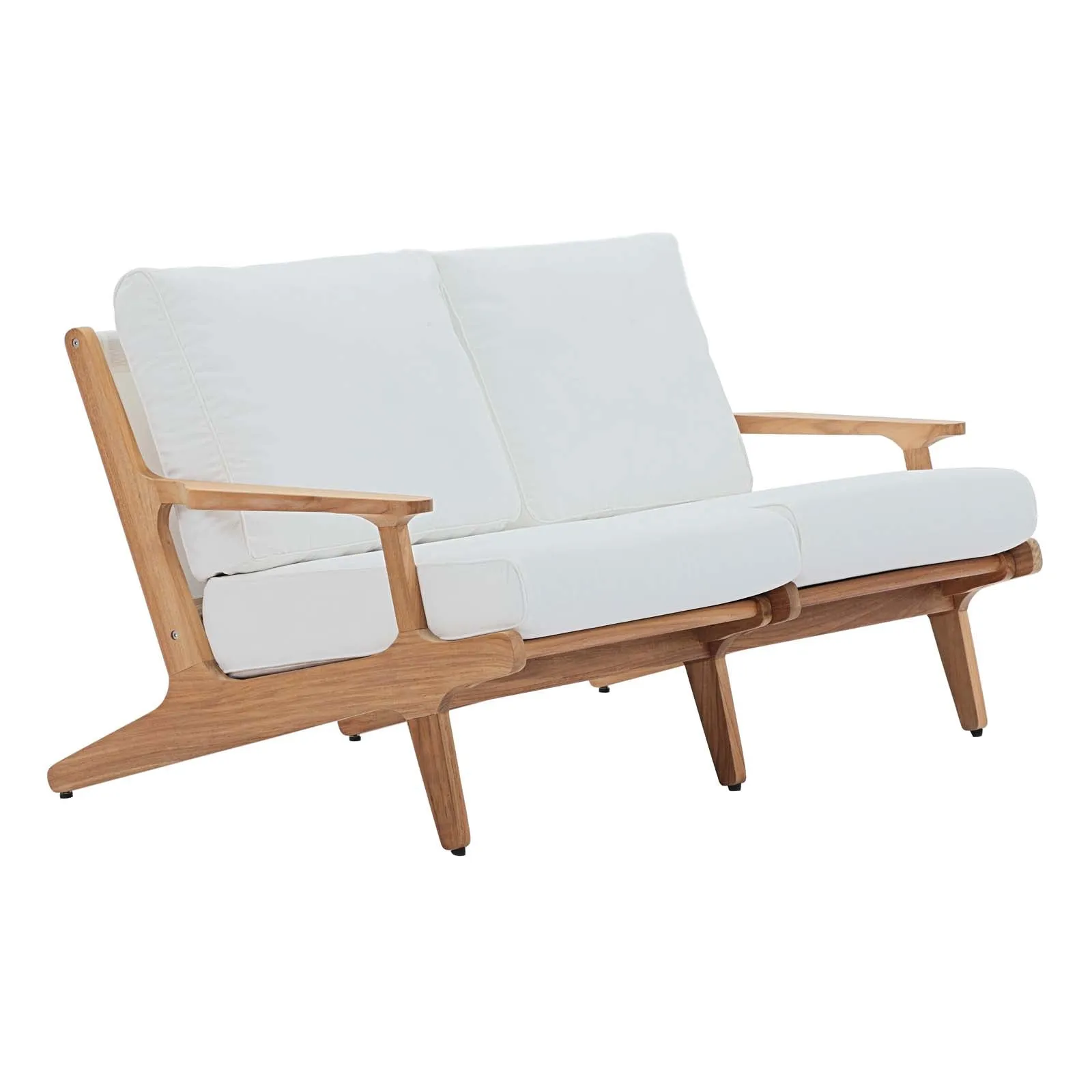 Saratoga Outdoor Patio Teak Loveseat In Natural White